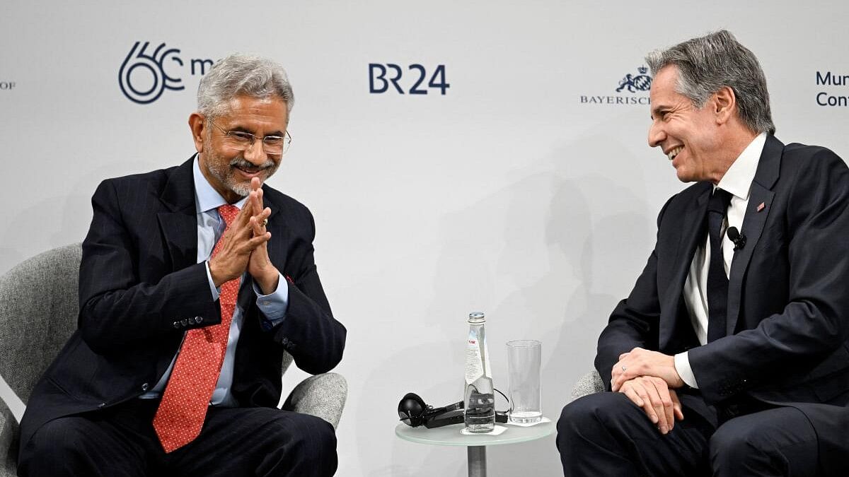 <div class="paragraphs"><p>Indian Foreign Minister Subrahmanyam Jaishankar and US Secretary of State Antony Blinken take part in a panel discussion at the Munich Security Conference (MSC) in Munich, southern Germany on February 17, 2024.</p></div>