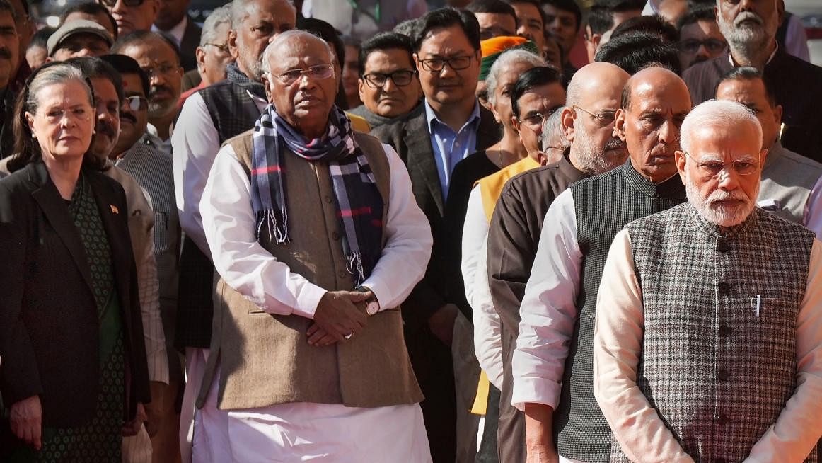 <div class="paragraphs"><p>Prime Minister Narendra Modi, Defence Minister Rajnath Singh, Union Home Minister Amit Shah, Congress MPs Mallikarjun Kharge, Sonia Gandhi.</p></div>