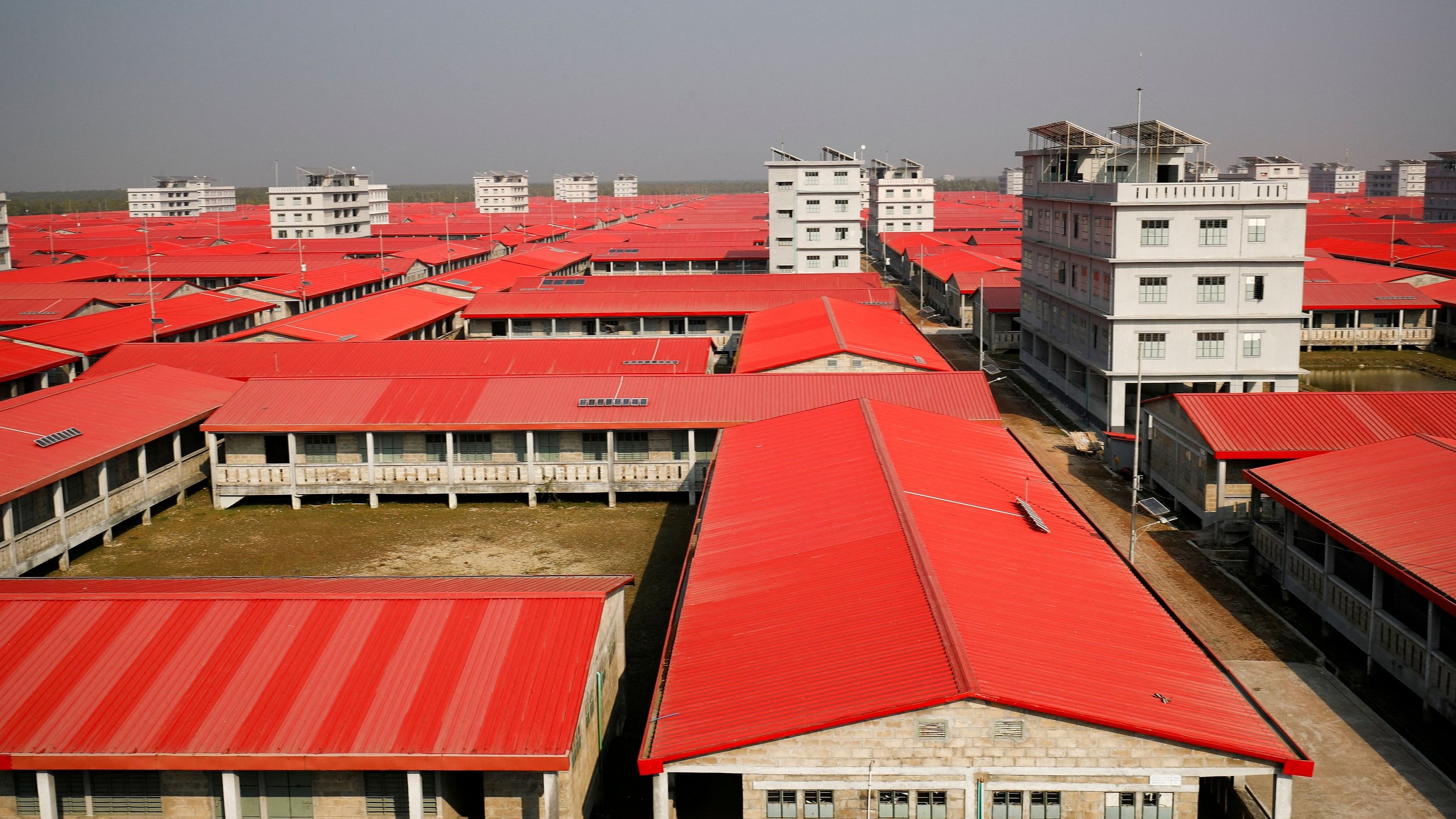 <div class="paragraphs"><p>A view of the tin shed concrete houses at the Bhasan Char island in Noakhali district, Bangladesh, December 29, 2020. </p></div>