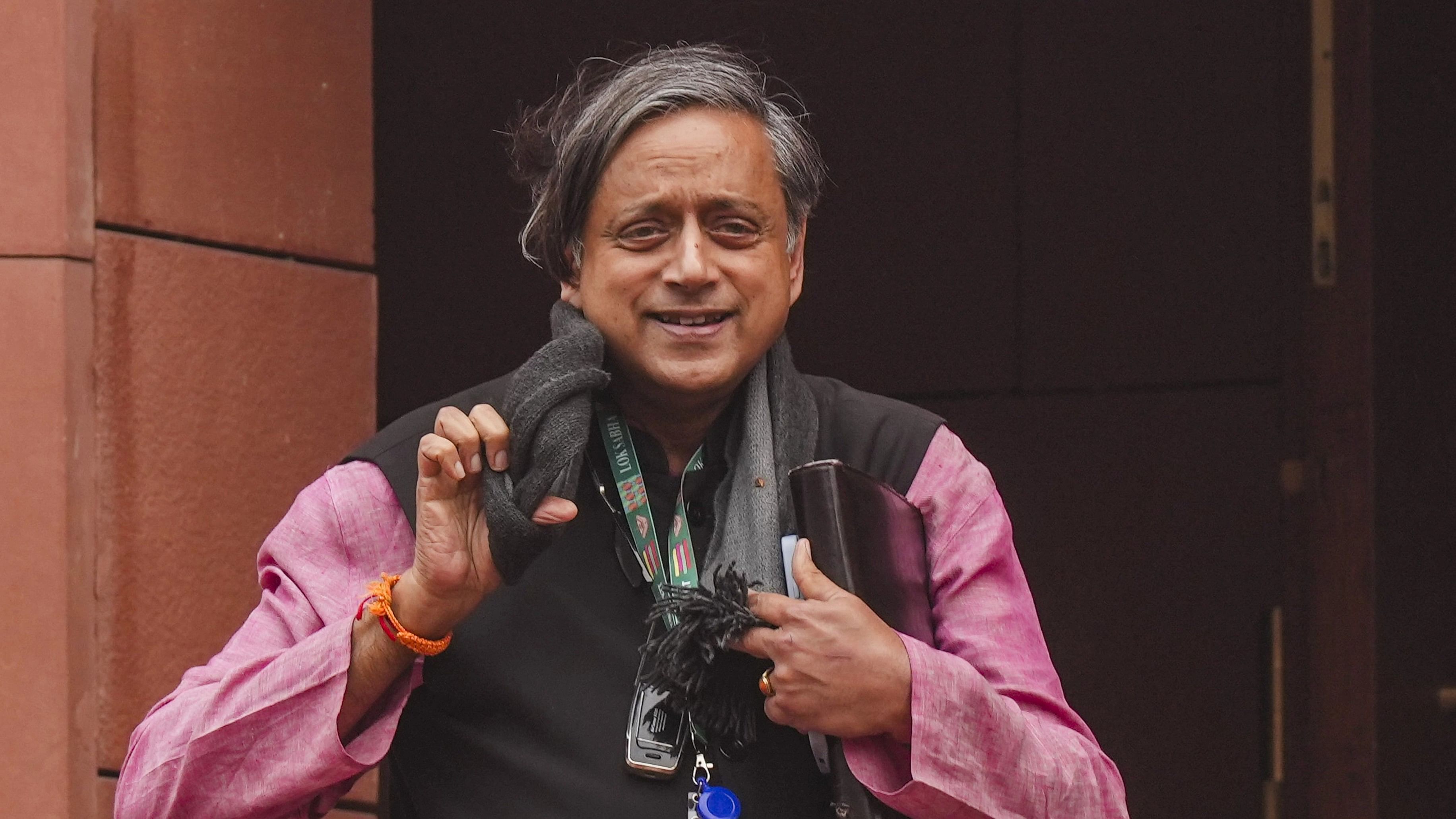 <div class="paragraphs"><p>Congress MP Shashi Tharoor on the first day of the Budget session of Parliament, in New Delhi, Wednesday, January 31, 2024. </p></div>