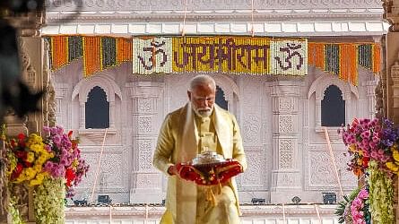 <div class="paragraphs"><p>Prime Minister Narendra Modi at the Ram Mandir during the 'Pran Pratishtha' ceremony</p></div>