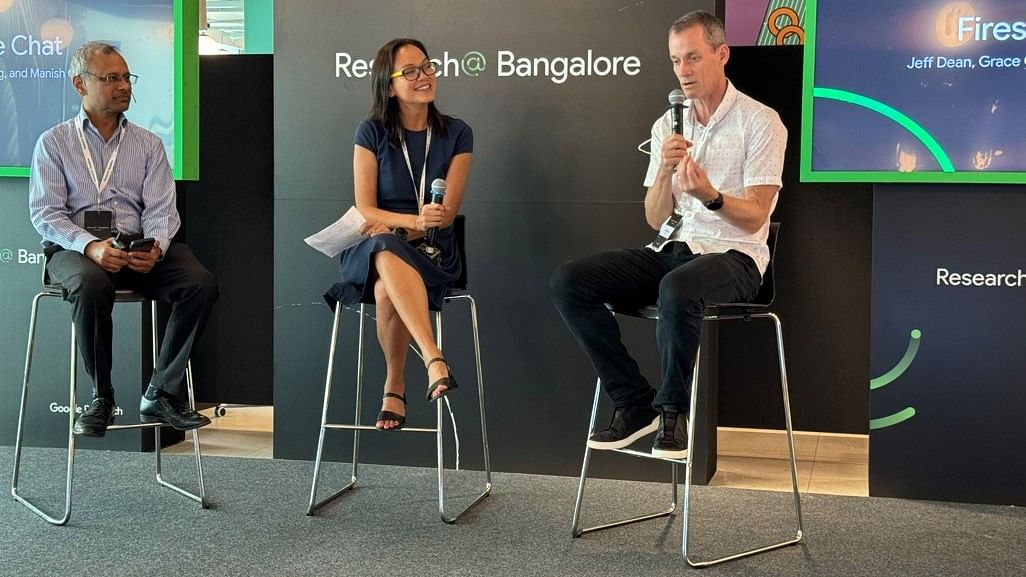 <div class="paragraphs"><p>[From left] Manish Gupta (Director of Google Research India), Grace Chung (Google Research Australia Chief) and Dr. Jeff Dean (Chief Scientist at Google DeepMind and Google Research) at Google @Research event in Bengaluru on February 1, 2024.</p></div>