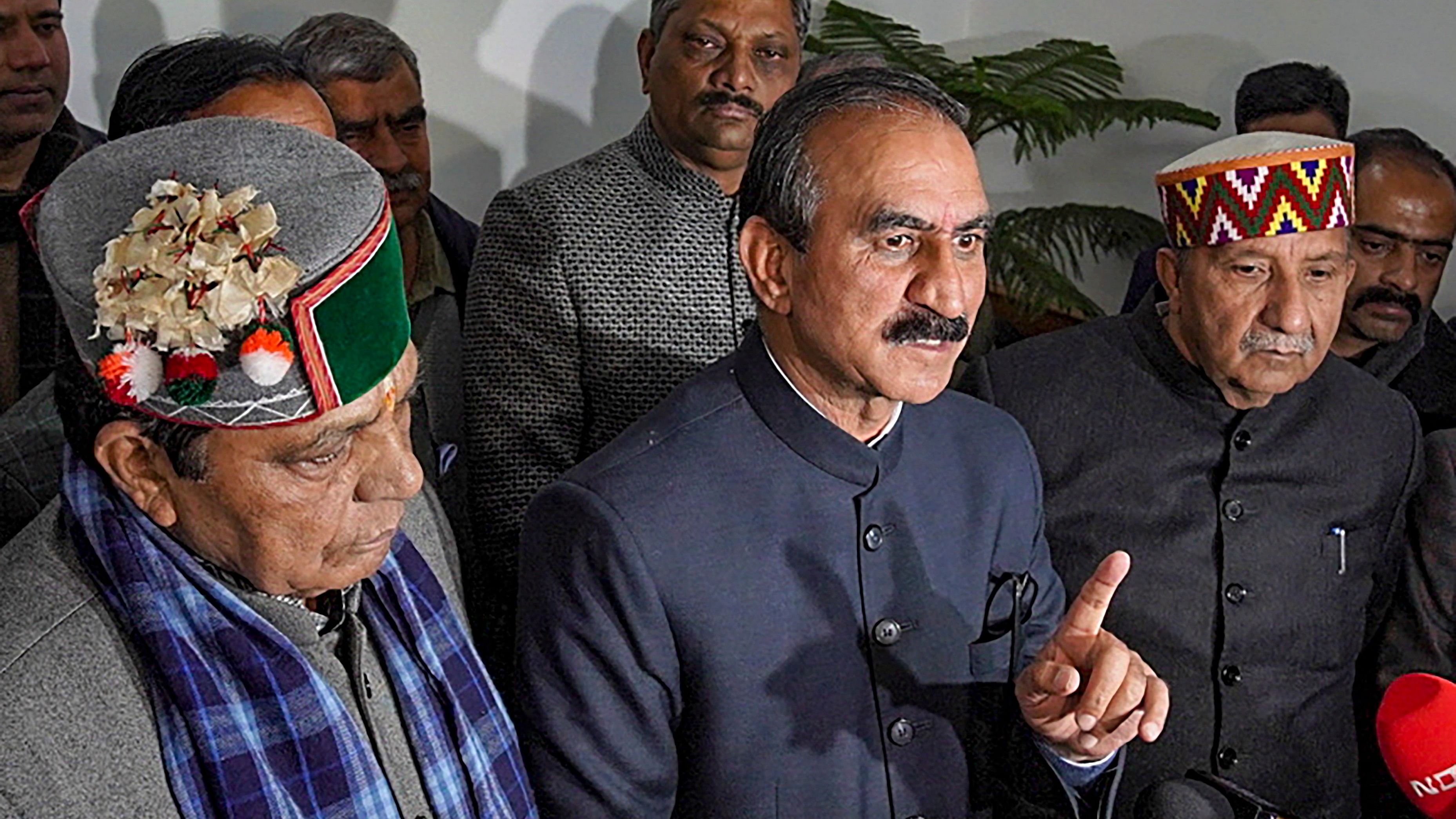 <div class="paragraphs"><p>Shimla: Himachal Pradesh Chief Minister Sukhvinder Singh Sukhu speaks with the media during the Budget session of the state Assembly, in Shimla, Wednesday, Feb. 28, 2024.</p></div>