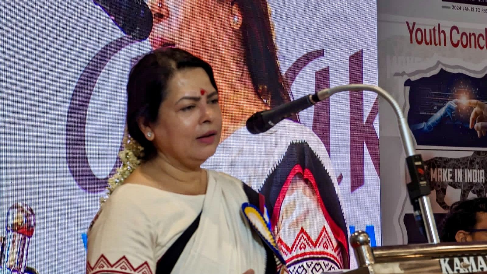 <div class="paragraphs"><p>Meenakshi Lekhi at the Youth Conclave 2024  in Kozhikode.</p></div>