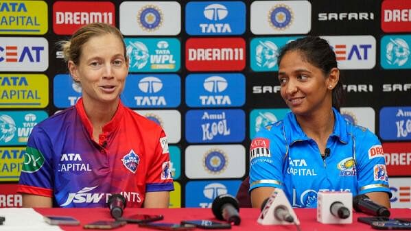 <div class="paragraphs"><p>Delhi Capitals captain Meg Lanning with Mumbai Indians captain Harmanpreet Kaur.</p></div>