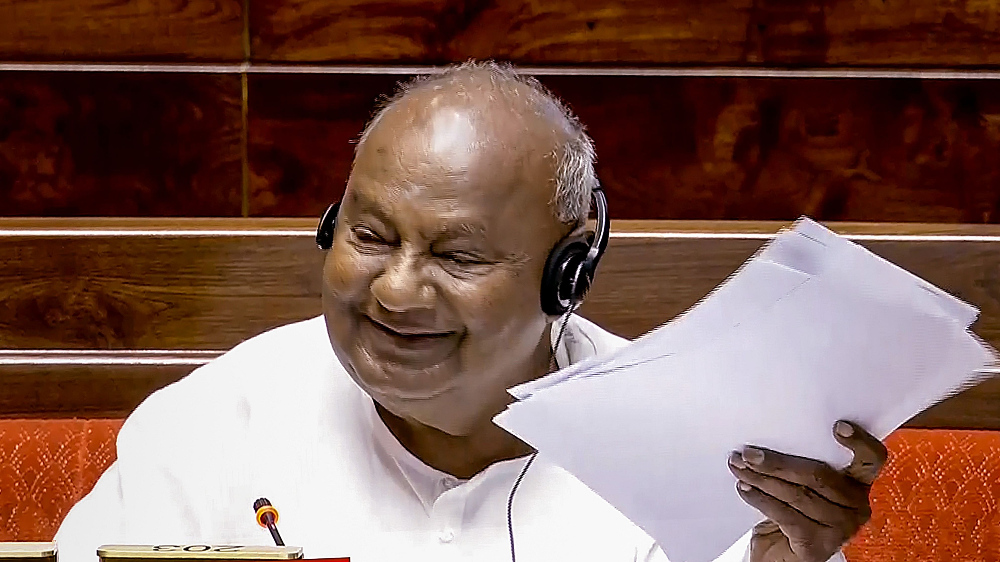 <div class="paragraphs"><p>HD Deve Gowda speaks in Rajya Sabha during the Budget session of Parliament.</p></div>