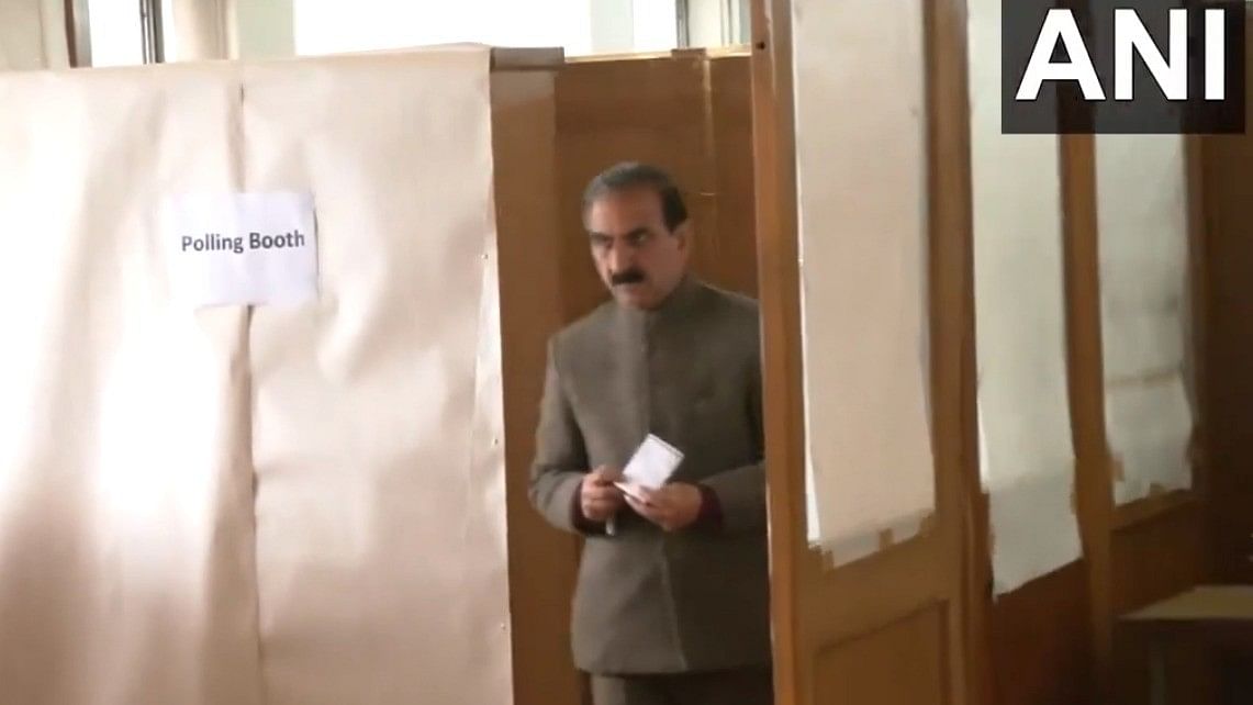 <div class="paragraphs"><p>Himachal Pradesh CM Sukhvinder Singh Sukhu casts his vote for the Rajya Sabha elections, in a polling booth in Shimla.</p></div>