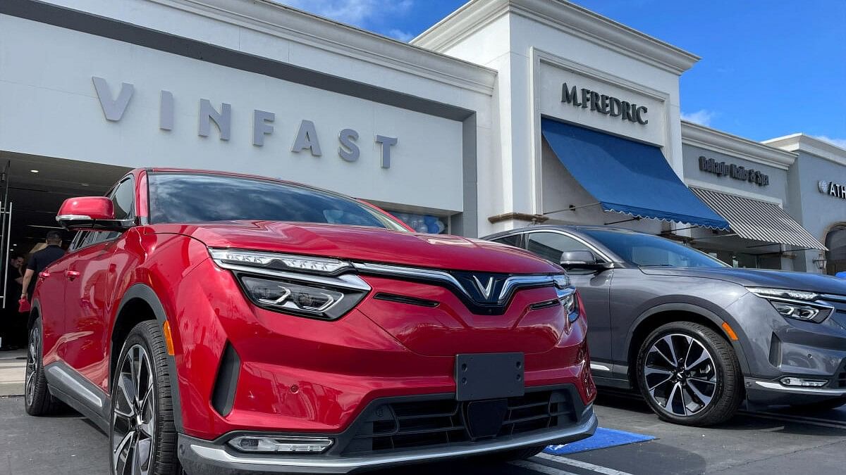 <div class="paragraphs"><p>VinFast electric vehicles are parked before delivery to their first customers at a store in Los Angeles, California.</p></div>