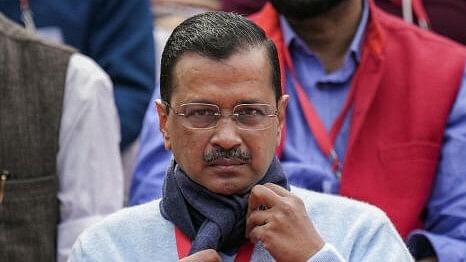 <div class="paragraphs"><p>Delhi Chief Minister Arvind Kejriwal during LDF's protest against the BJP-led Centre over alleged neglect and partiality in allocation of funds to their states, at Jantar Mantar, in New Delhi, Thursday, Feb. 8, 2024.</p></div>