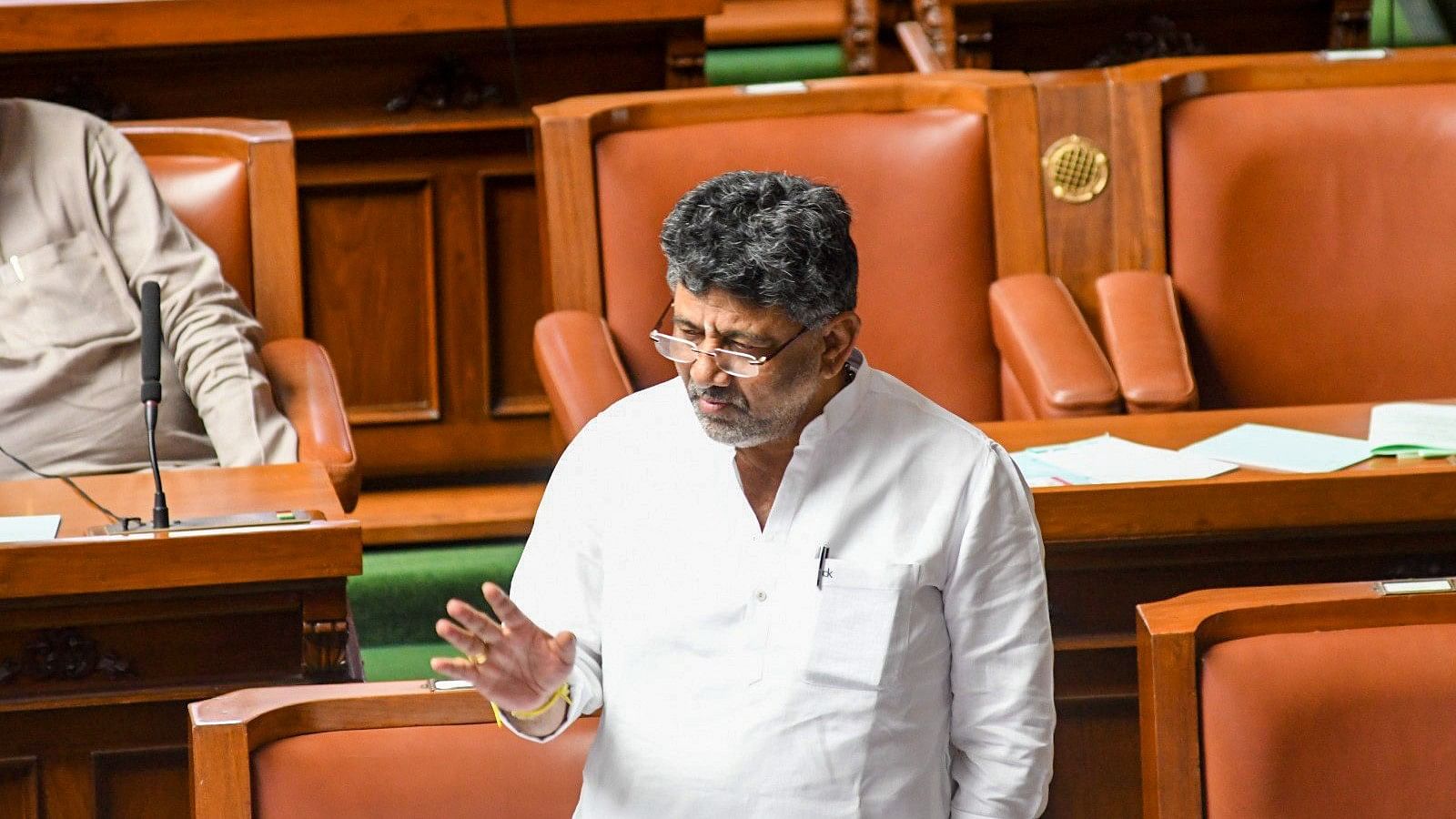 <div class="paragraphs"><p>Karnataka Deputy Chief Minister D K Shivakumar speaks in the Legislative Assembly&nbsp;in Vidhana Soudha, Bengaluru, on Tuesday.&nbsp;</p></div>