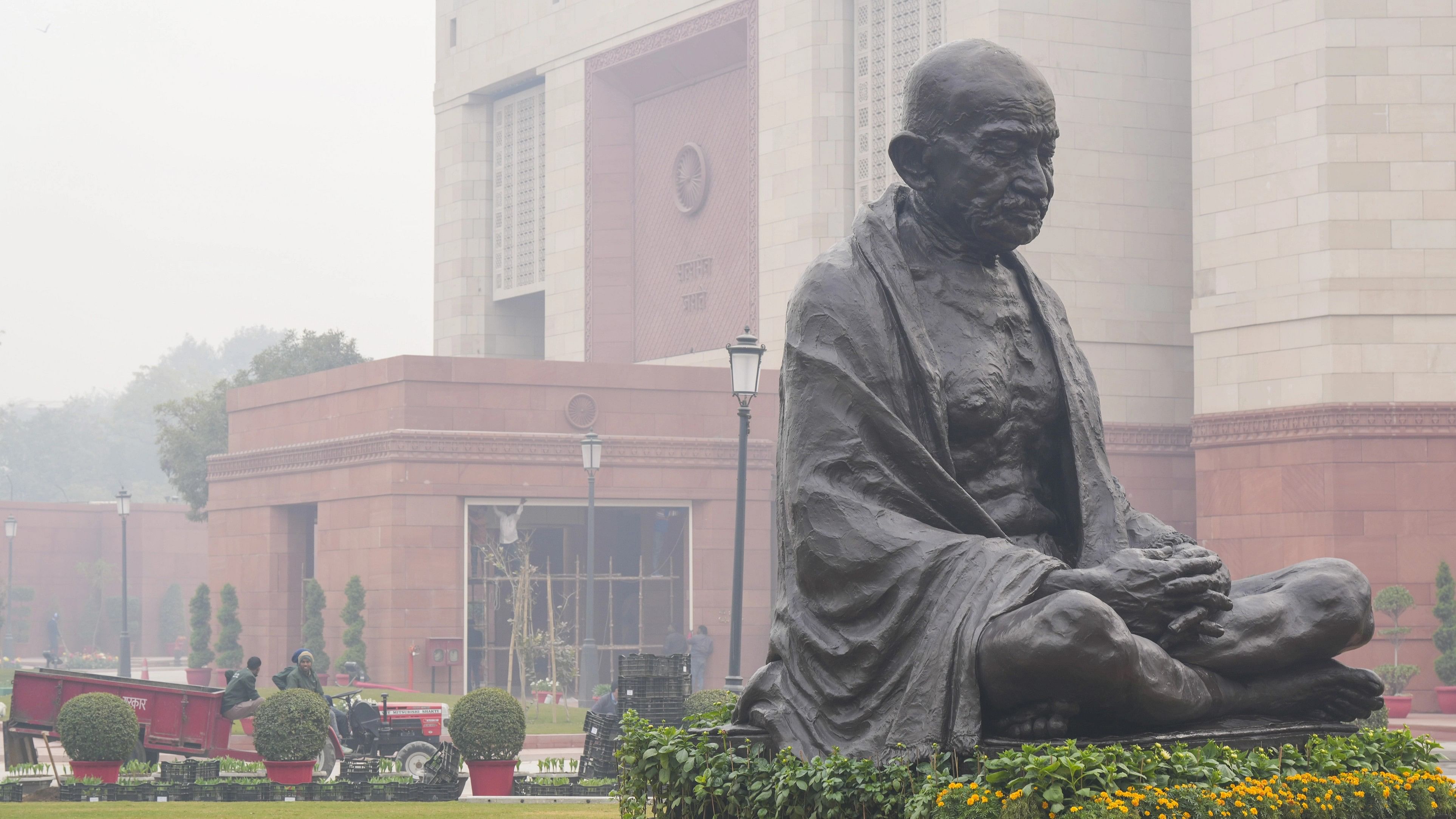 <div class="paragraphs"><p>Mahatma Gandhi's statue at Parliament House complex.</p></div>