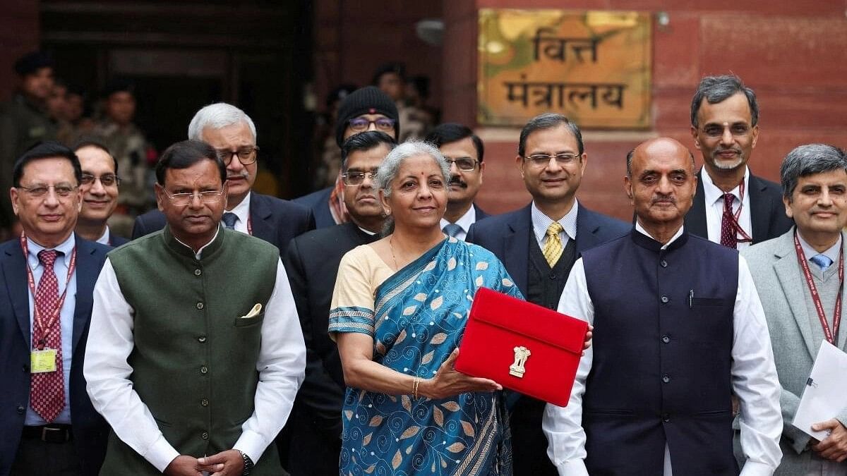 <div class="paragraphs"><p>Nirmala Sitharaman and govt officials after the Budget speech.</p></div>
