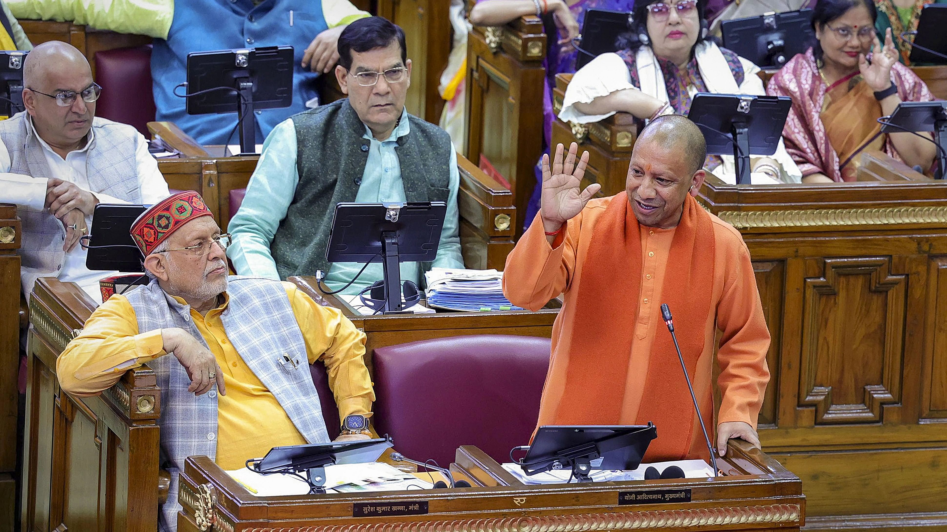 <div class="paragraphs"><p> Lucknow: Uttar Pradesh Chief Minister Yogi Adityanath speaks in the Assembly during the Budget session, in Lucknow, Wedensday</p></div>