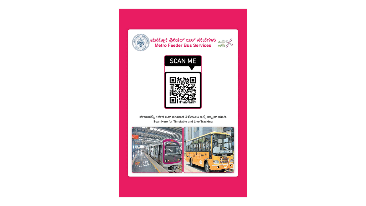 <div class="paragraphs"><p>The&nbsp;Bengaluru&nbsp;Metropolitan Transport Corporation (BMTC) has introduced&nbsp;QR code services at 40 metro stations that passengers can scan to get&nbsp;information about feeder buses, including their timings, live-tracking and so on. </p></div>