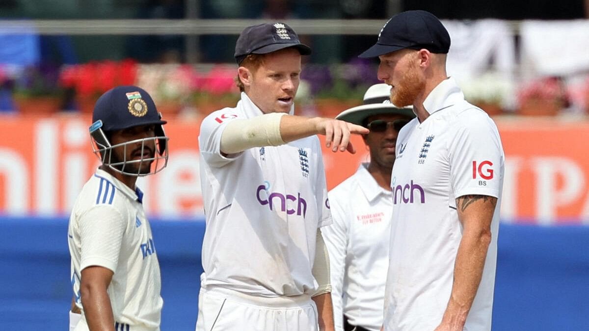 <div class="paragraphs"><p>Ben Stokes with Ollie Pope during the fourth test match between India and England.&nbsp;</p></div>