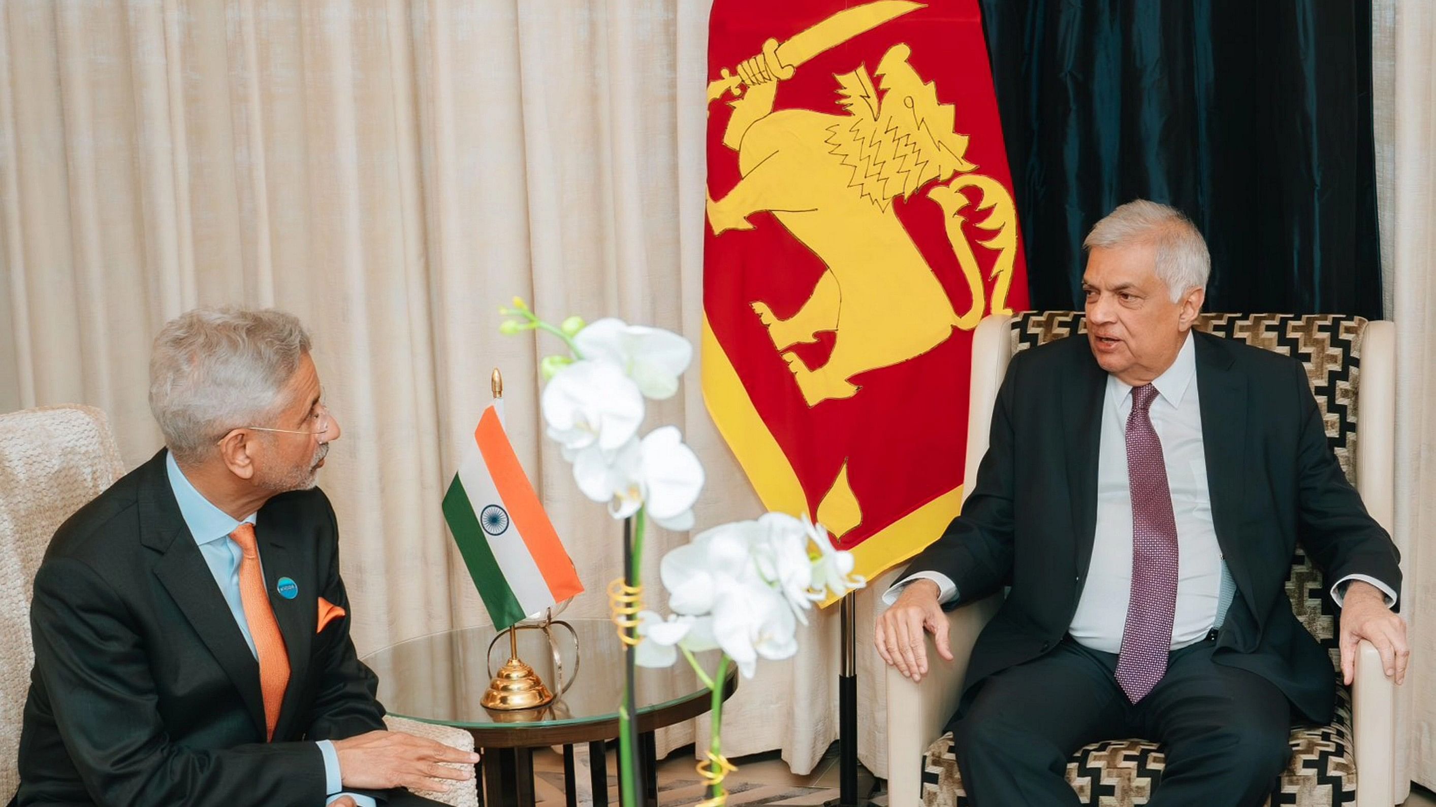 <div class="paragraphs"><p>External Affairs Minister S. Jaishankar with President of Sri Lanka Ranil Wickremesinghe during a meeting on the sidelines of the 7th Indian Ocean Conference, in Perth, Australia, Friday, Feb. 9, 2024. </p></div>