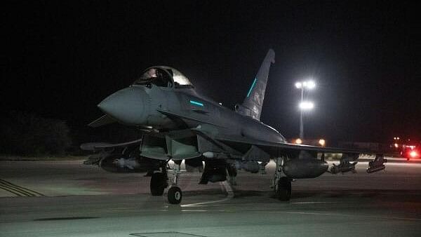 <div class="paragraphs"><p>An RAF Typhoon FGR4 aircraft prepares to take-off to conduct further strikes against Houthi targets.</p></div>