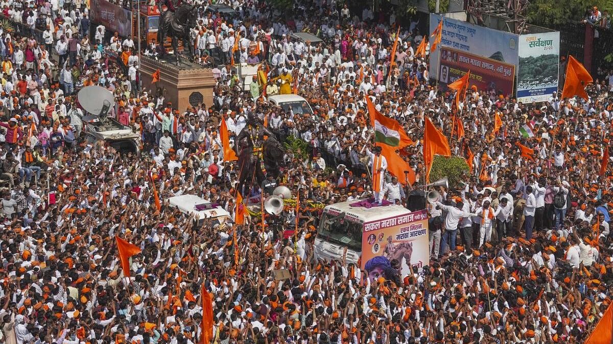 <div class="paragraphs"><p>File Photo: Supporters of the Maratha quota activist Manoj Jarange-Patil during a protest demanding Maratha reservation in Navi Mumbai.&nbsp;</p></div>