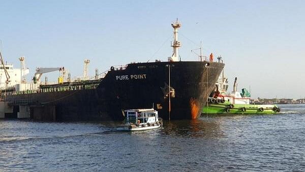 <div class="paragraphs"><p>A view of the Russian oil cargo Pure Point, carrying crude oil.</p></div>