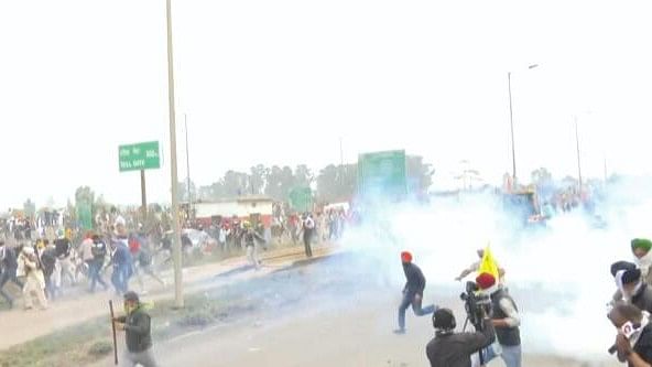 <div class="paragraphs"><p>Ambala: Police use tear gas to disperse protesting farmers gathered at the Punjab-Haryana Shambhu border during the second day of their 'Delhi Chalo' march, near Ambala, Wednesday, February 14, 2024.</p></div>