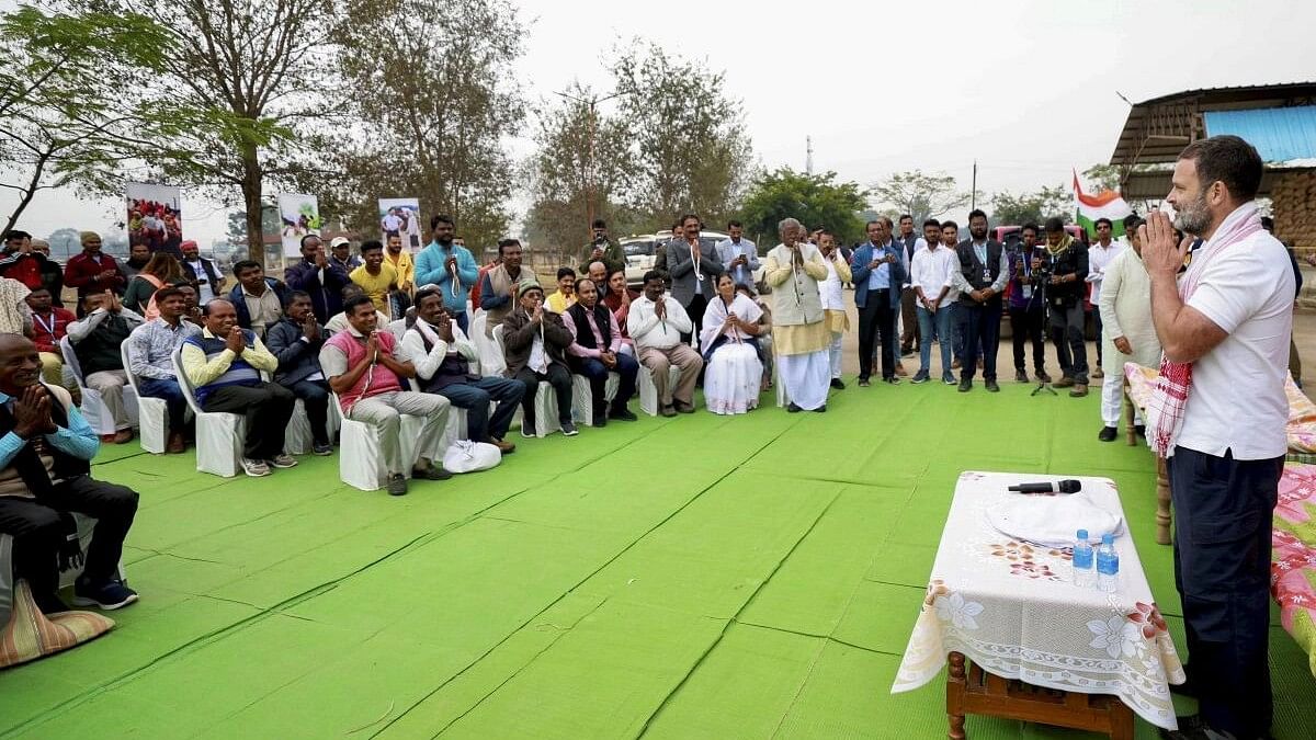 <div class="paragraphs"><p>Congress leader Rahul Gandhi interacts with farmers during the 'Bharat Jodo Nyay Yatra', in Ambikapur.&nbsp;</p></div>