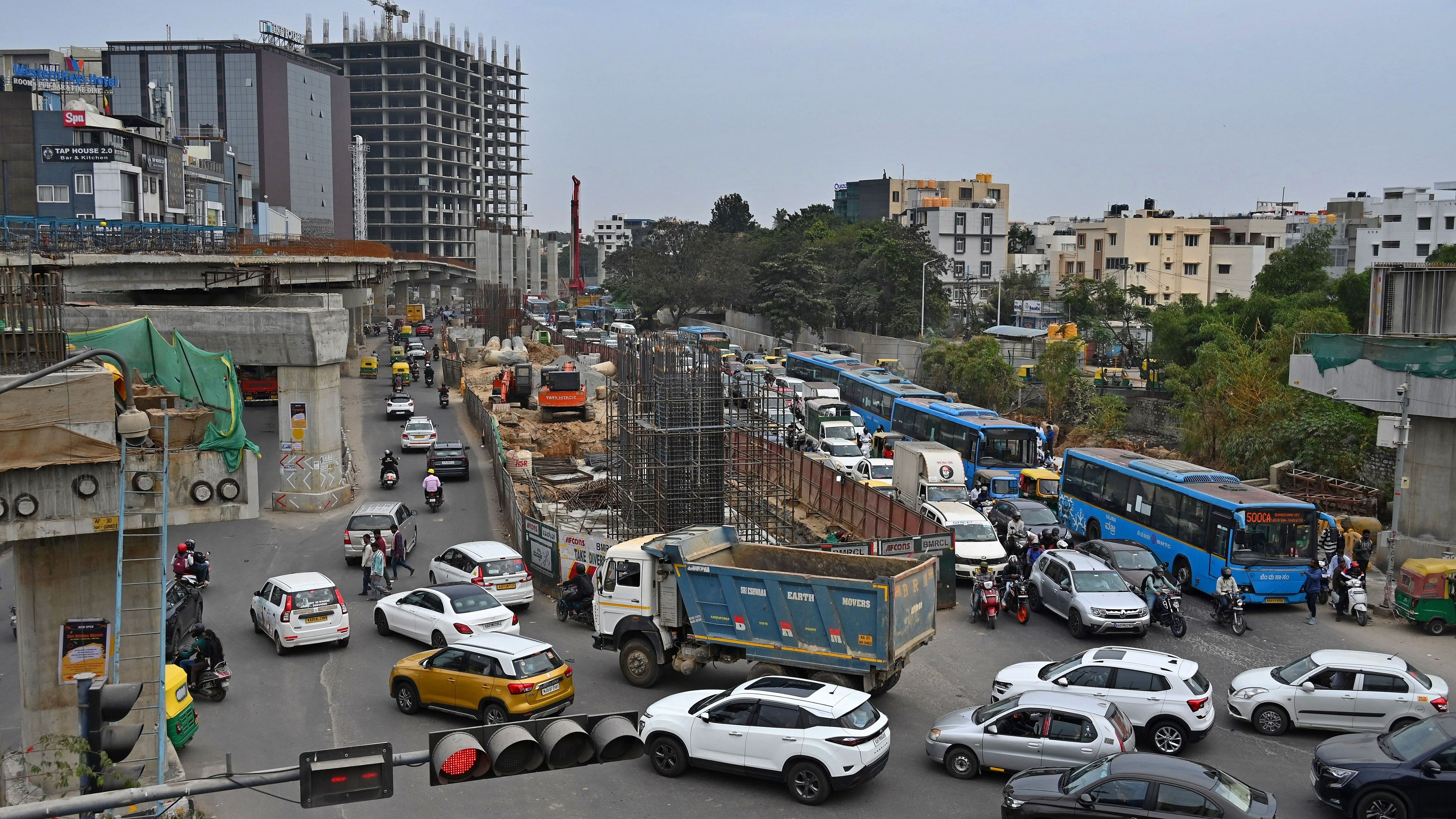 <div class="paragraphs"><p>Traffic snarls on the Outer Ring Road. </p></div>