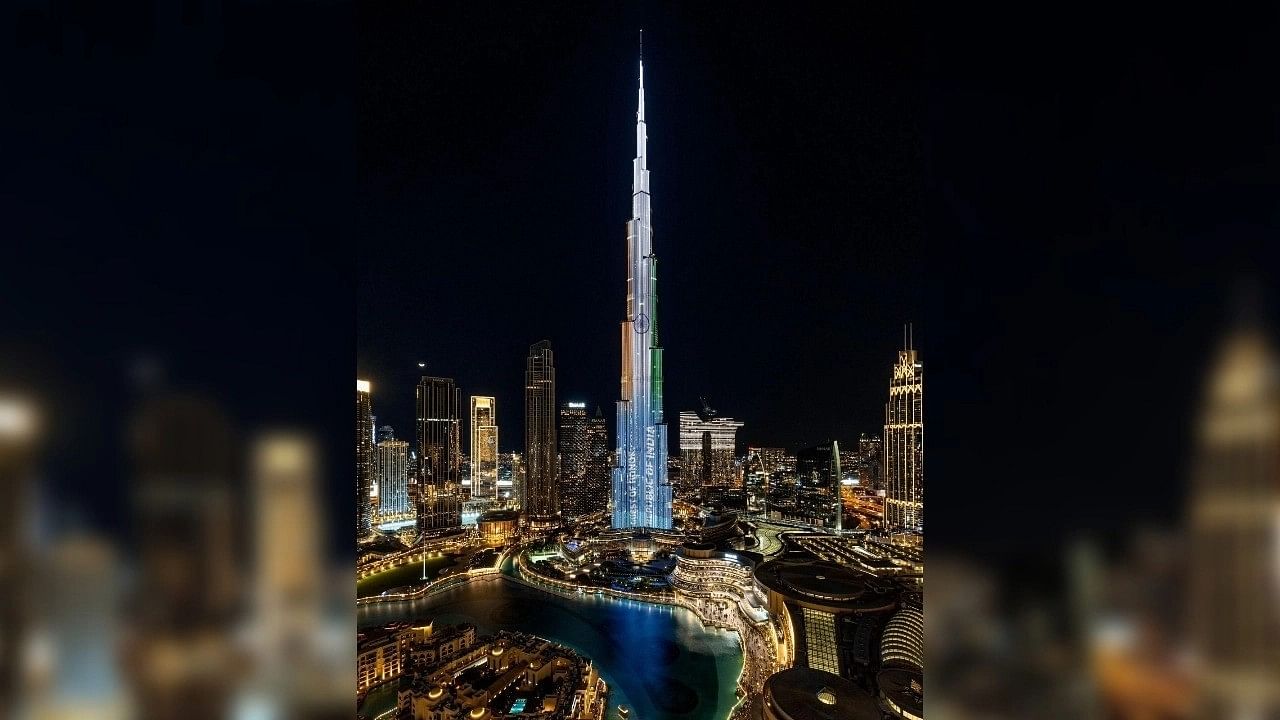 <div class="paragraphs"><p>Dubai's Burj Khalifa lit up with the words 'Guest of Honor-Republic of India' ahead of PM Modi's address to the World Government Summit.&nbsp;</p></div>