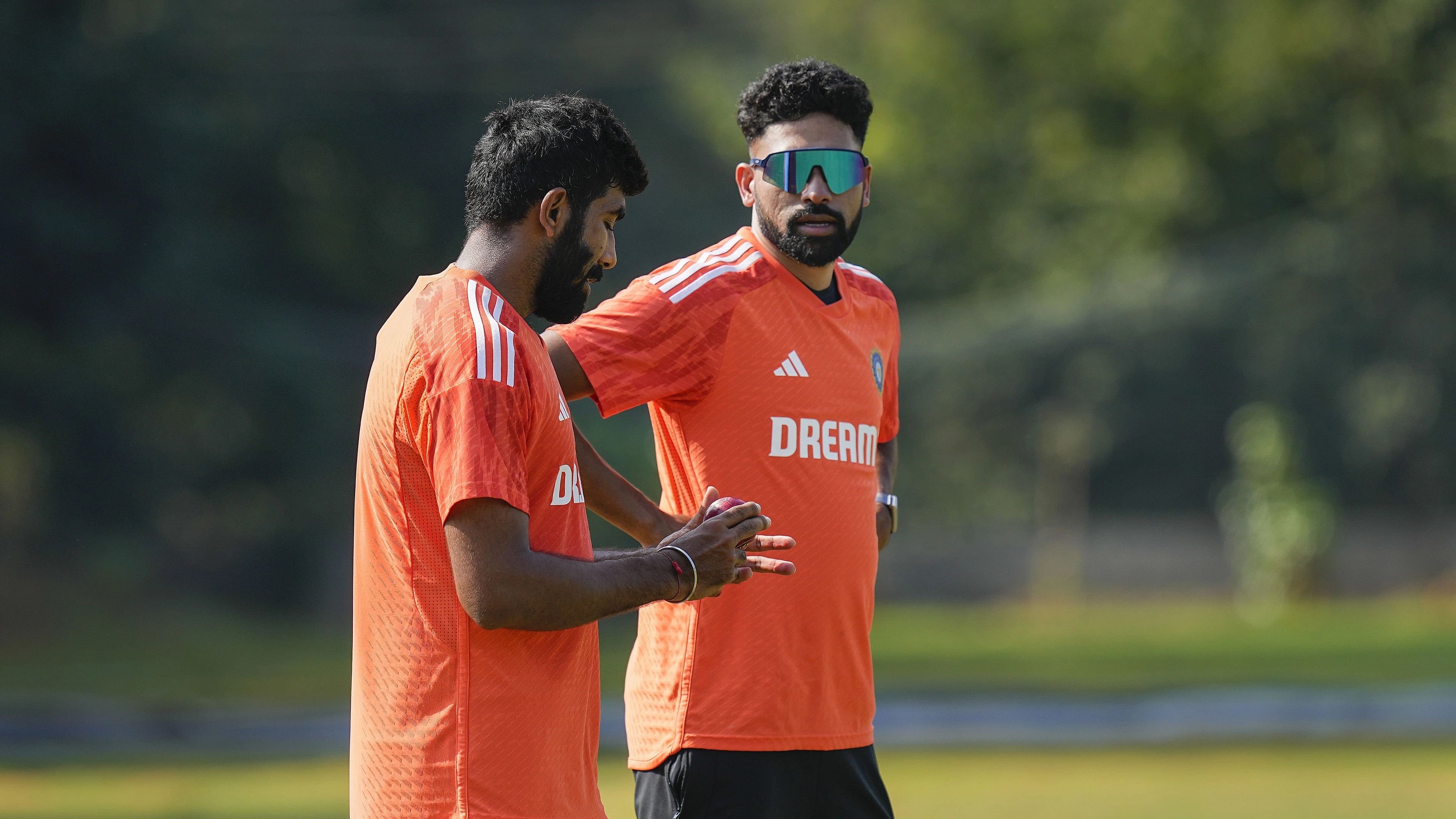 <div class="paragraphs"><p>India's Mohammed Siraj and Jasprit Bumrah during a practice session ahead of the second Test match between India and England, at Dr. Y.S. Rajashekar Reddy ACA-VDCA Cricket Stadium, in Visakhapatnam, Wednesday, January 31, 2024. </p></div>