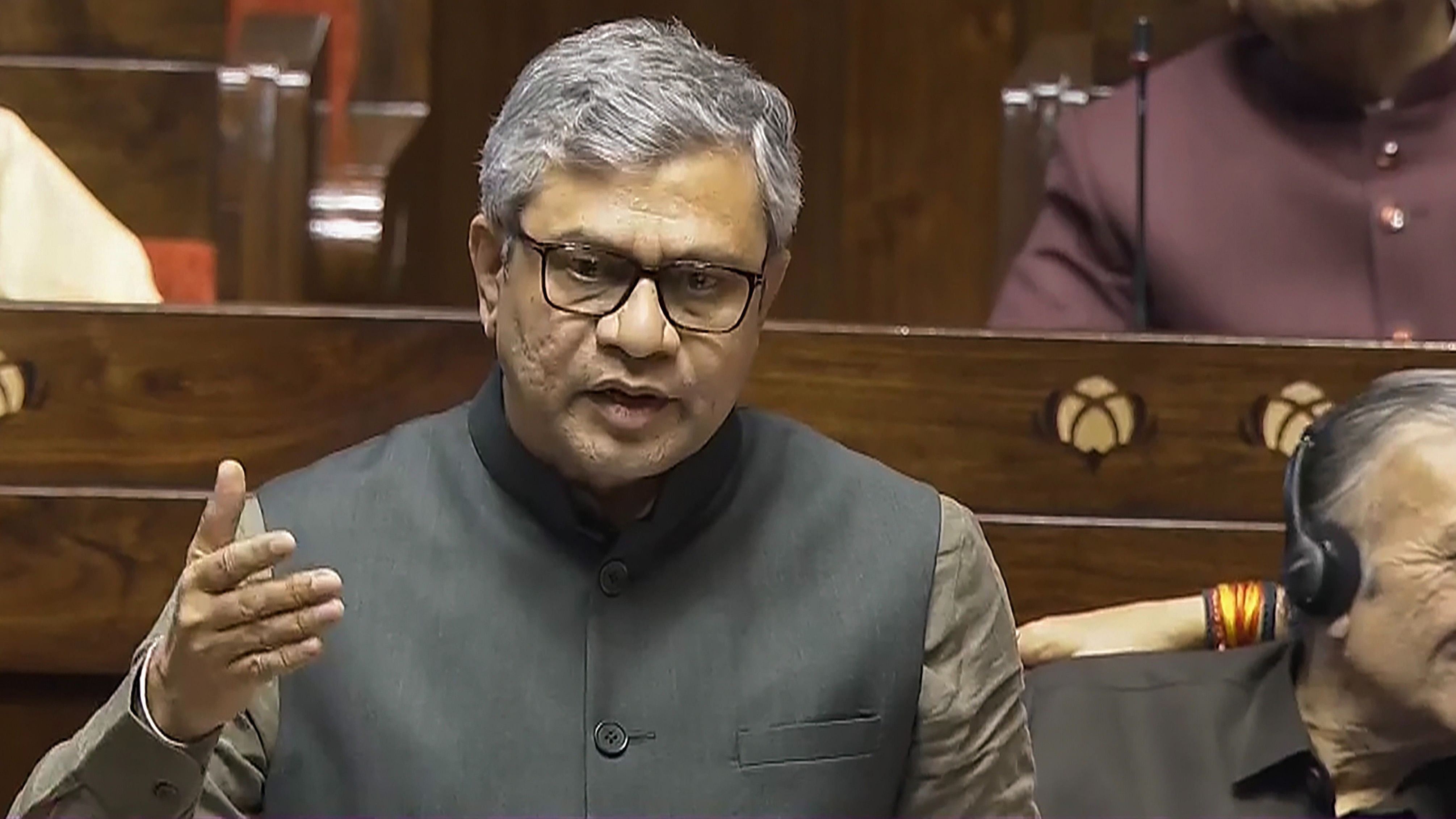 <div class="paragraphs"><p>A file photo of Union Minister Ashwini Vaishnaw speaking in the Rajya Sabha.&nbsp;</p></div>