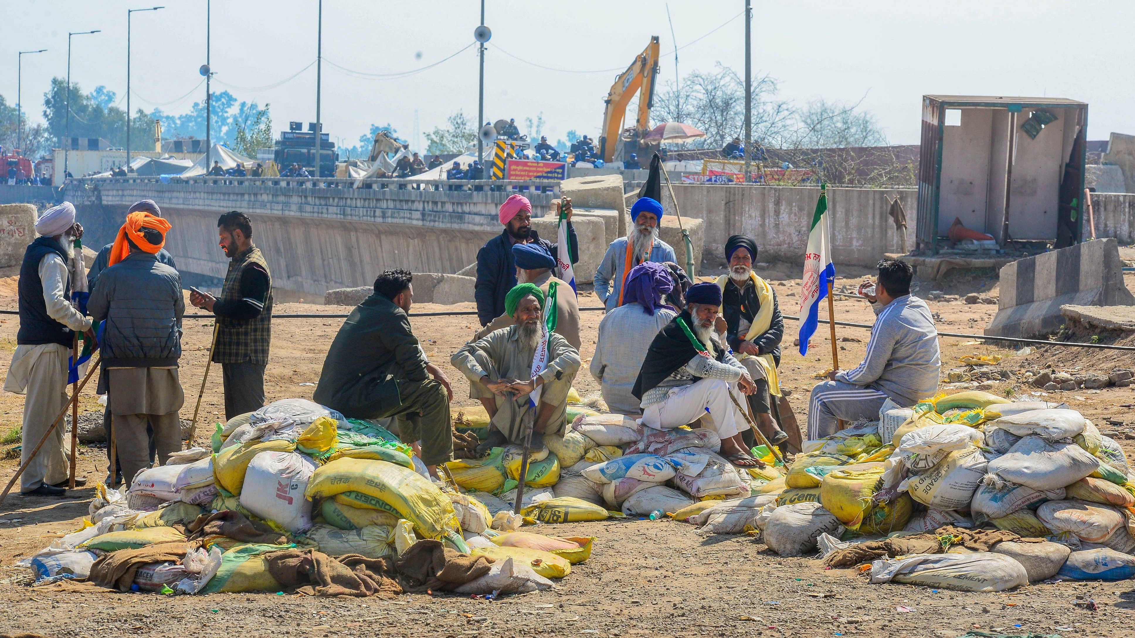 <div class="paragraphs"><p>Farmers during their 'Black Day' protest at the Punjab-Haryana Shambhu border, in Patiala district, Friday, February 23, 2024.   </p></div>