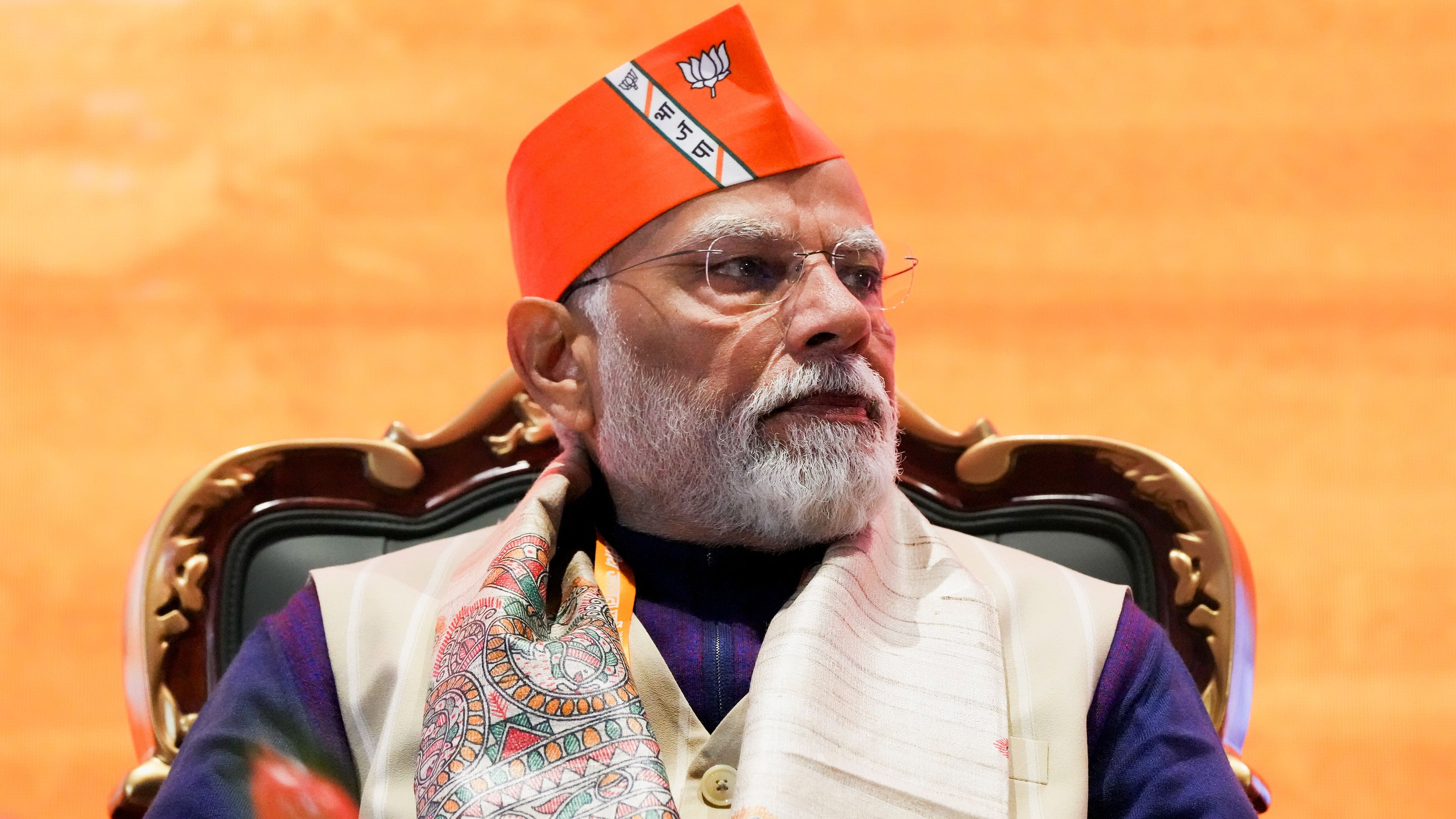 <div class="paragraphs"><p>Prime Minister Narendra Modi during the BJP National Council meeting at Bharat Mandapam, in New Delhi, Saturday, Feb. 17, 2024. </p></div>