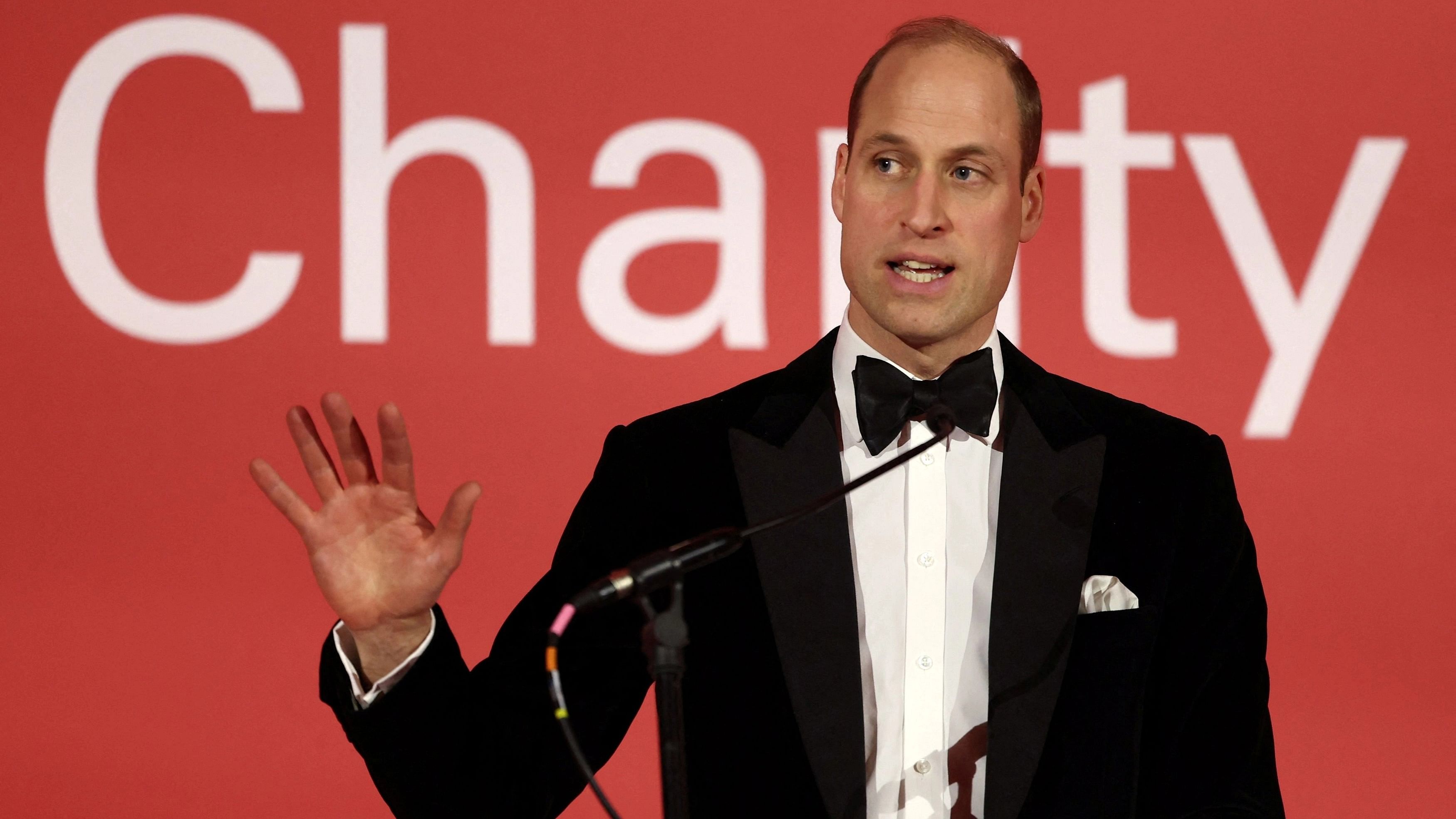 <div class="paragraphs"><p>Britain's Prince William, Prince of Wales, delivers a speech during the London's Air Ambulance Charity Gala Dinner at The OWO, in central London on February 7.</p></div>