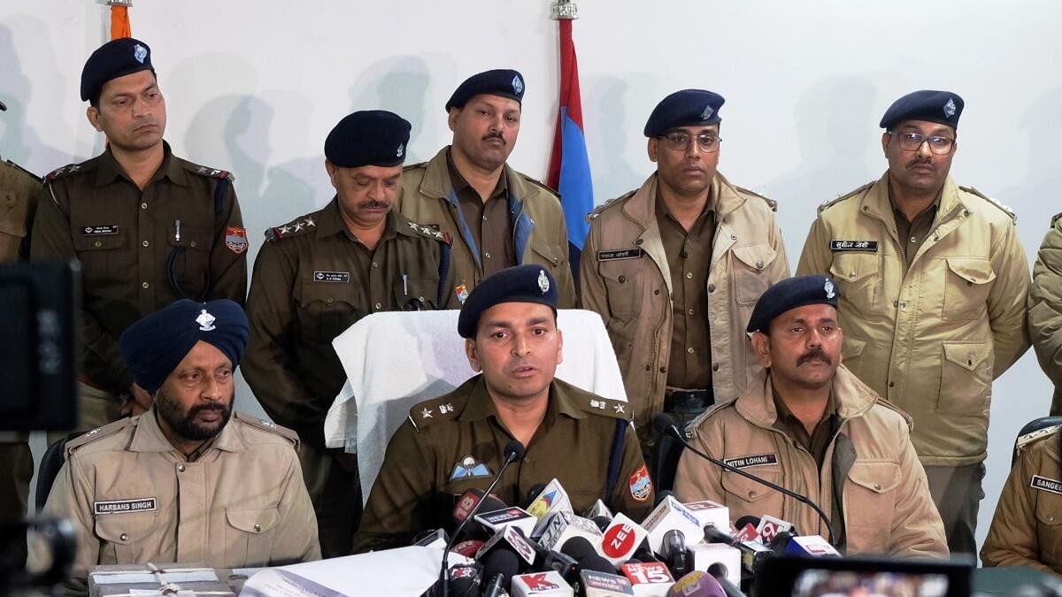 <div class="paragraphs"><p>Nainital Senior Superintendent of Police (SSP) Prahlad Narayan Meena addresses a press conference regarding the incidents of violence after the demolition of an 'illegally built' madrasa, in Haldwani, Sunday, Feb. 11, 2024.</p></div>