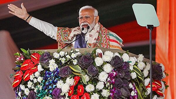 <div class="paragraphs"><p>Prime Minister Narendra Modi speaks during the inauguration &amp; foundation stone laying ceremony of multiple developmental projects, in Jammu, Tuesday, Feb 20.</p></div>