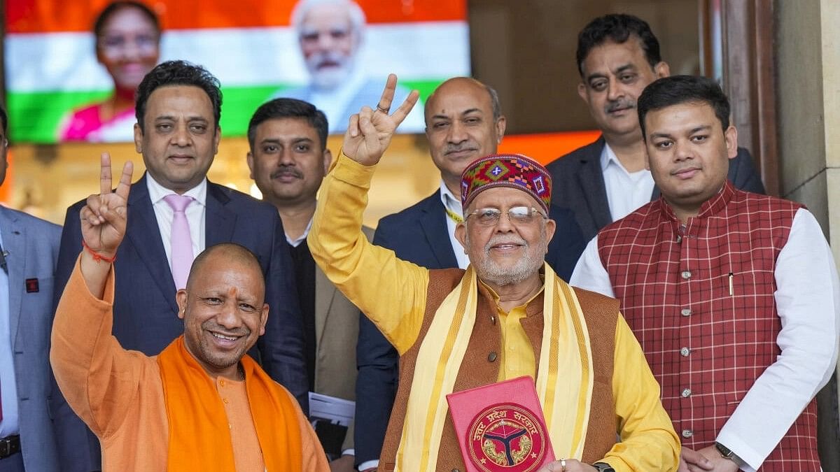 <div class="paragraphs"><p>Uttar Pradesh Chief Minister Yogi Adityanath with state Finance Minister Suresh Kumar Khanna before the presentation of the State Budget 2024-25 in Assembly.</p></div>