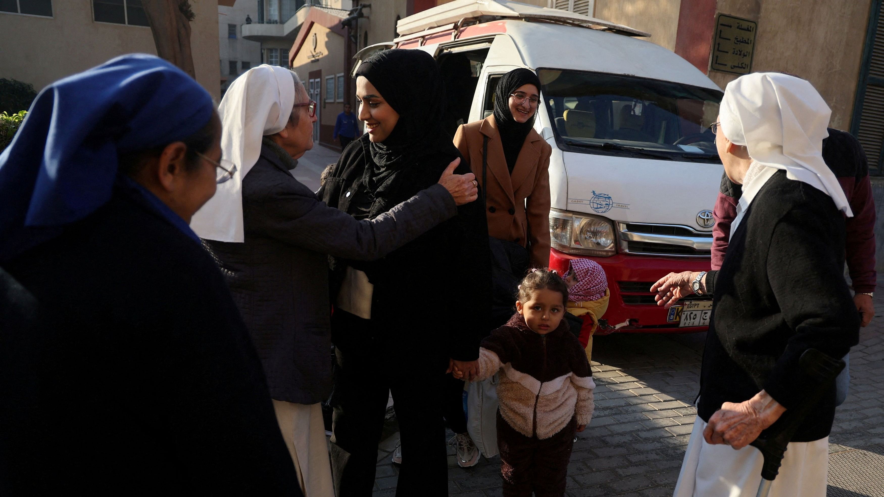 <div class="paragraphs"><p>Sister Pina, an Italian head nun at the hospital Umberto I, hugs members of Palestinian families who were evacuated from Gaza amid the ongoing conflict between Israel and the Palestinian Islamist group Hamas.</p></div>