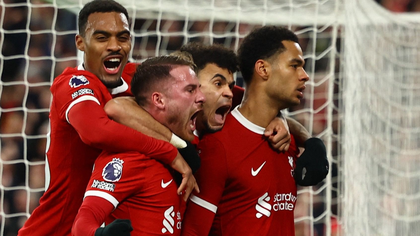 <div class="paragraphs"><p>Liverpool players celebrate scoring their second goal against Luton Town, Feb 21, 2024.</p></div>
