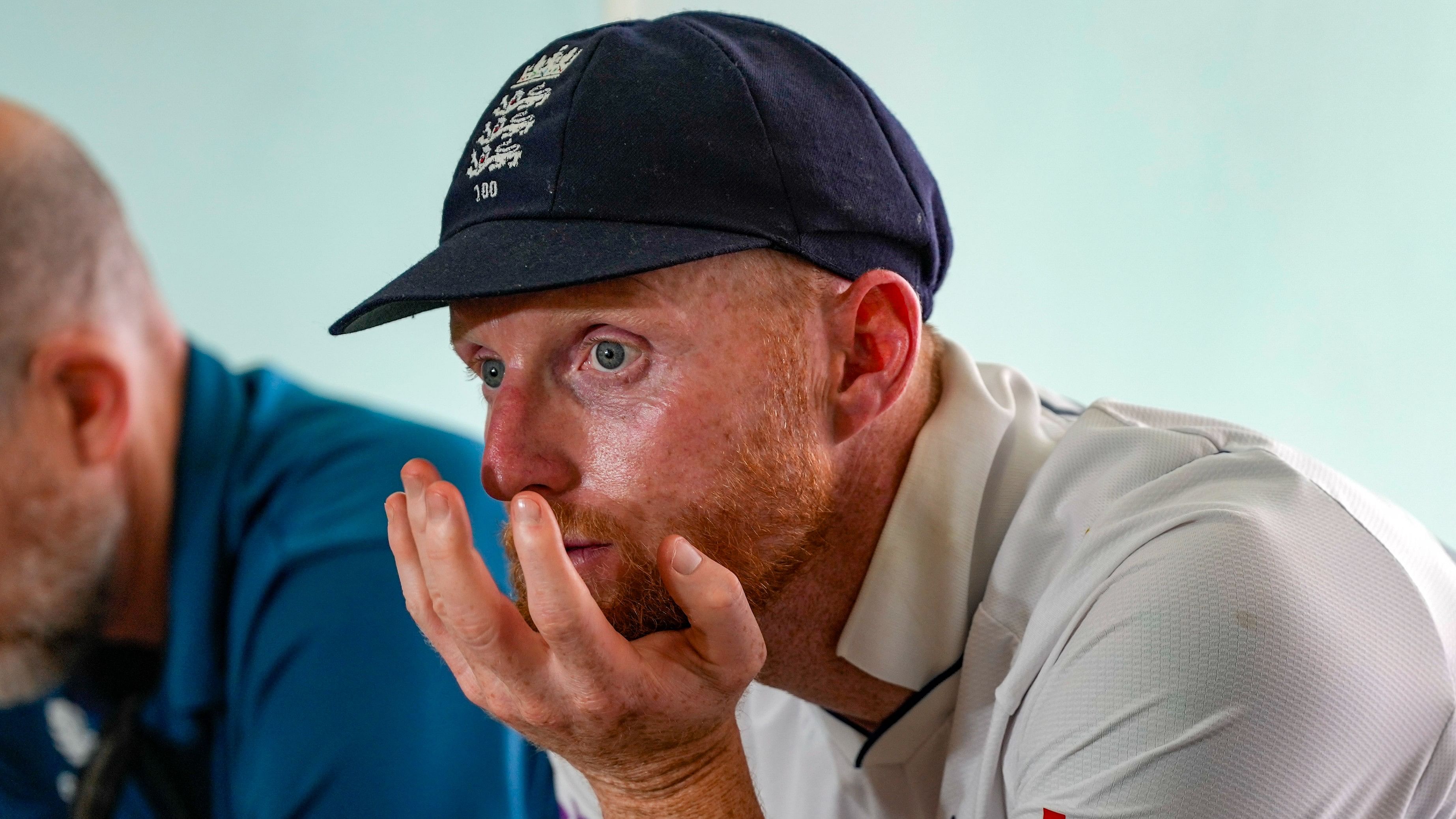 <div class="paragraphs"><p>England's captain Ben Stokes waits for his turn to address the post-match press conference after the fourth Test cricket match between India and England, in Ranchi, on Monday,</p></div>