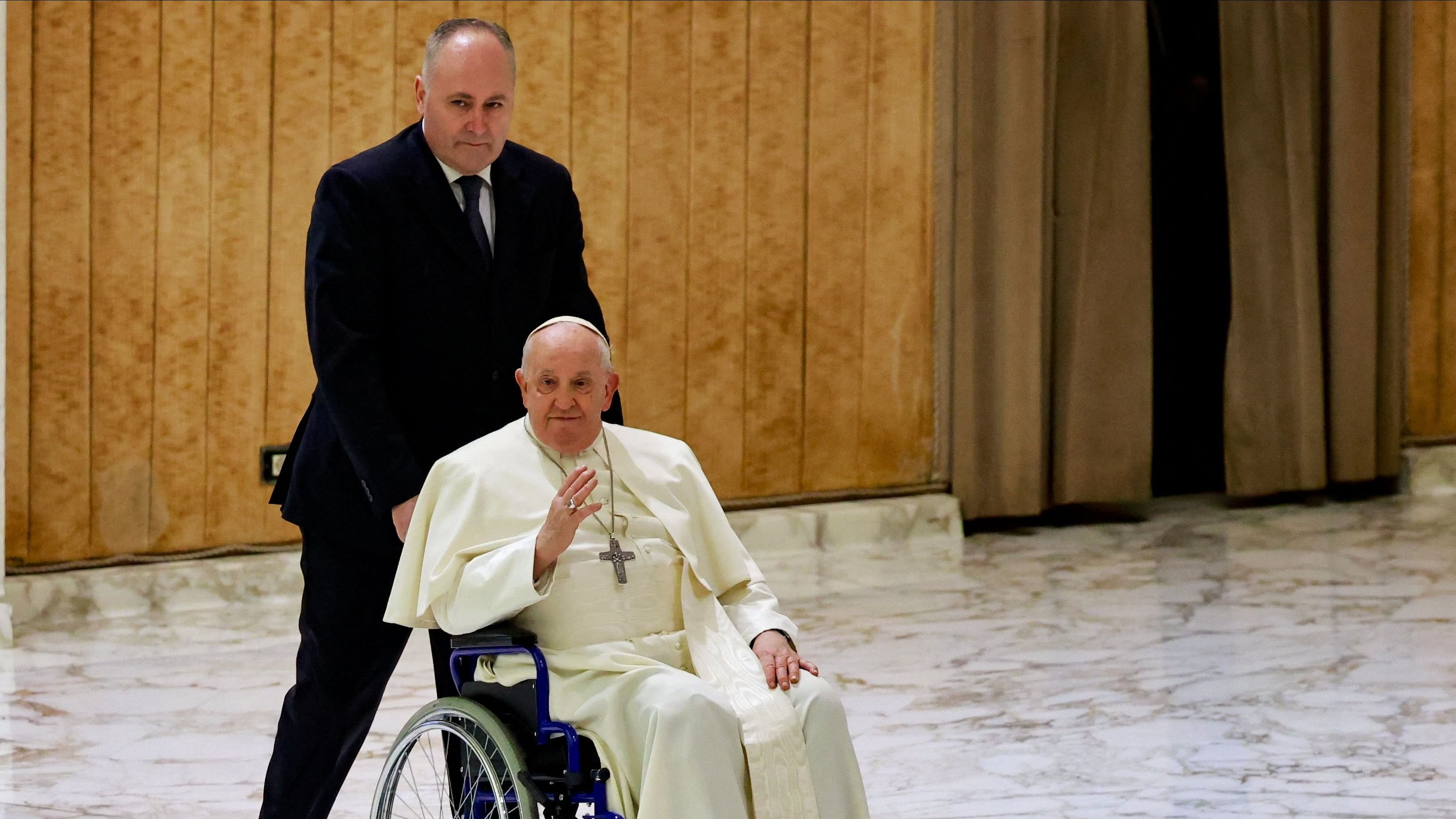 <div class="paragraphs"><p>Pope Francis arrives for the weekly general audience, in Paul VI hall at the Vatican, February 28, 2024. </p></div>