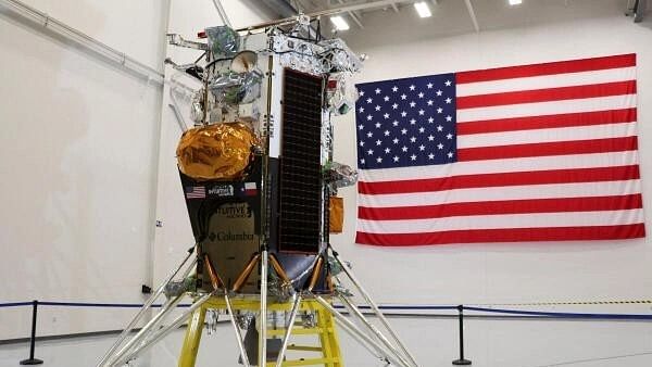 <div class="paragraphs"><p>The Nova-C lunar lander designed by aerospace company Intuitive Machines is displayed at the company's headquarters in Houston, Texas.</p></div>