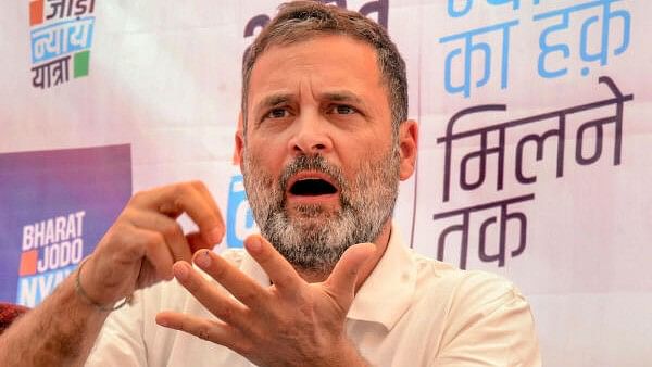 <div class="paragraphs"><p>Congress leader Rahul Gandhi addresses the media during the ‘Bharat Jodo Nyay Yatra’, in Gumla district, Tuesday, Feb. 6, 2024.</p></div>