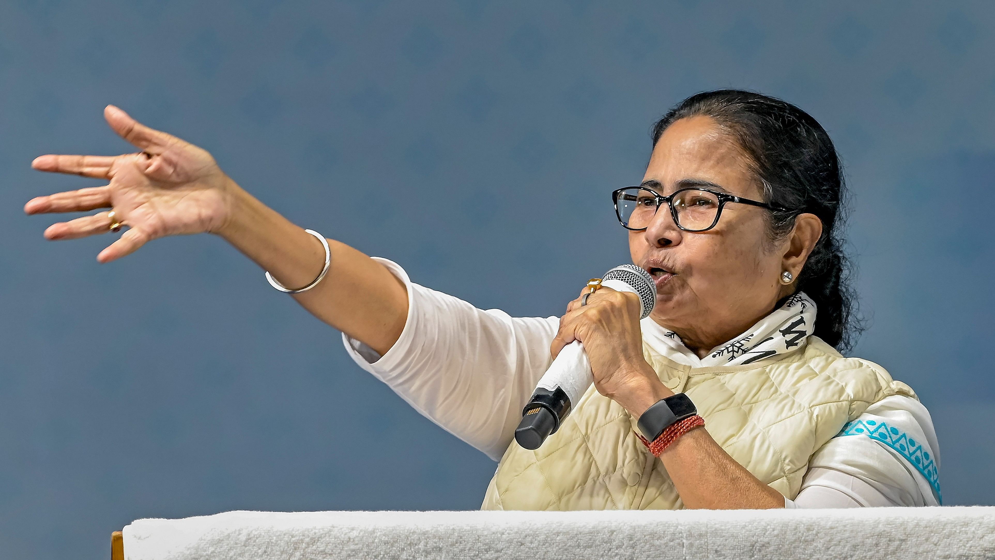 <div class="paragraphs"><p> Mamata Banerjee&nbsp;speaks during a programme at Santipur in Nadia.</p></div>