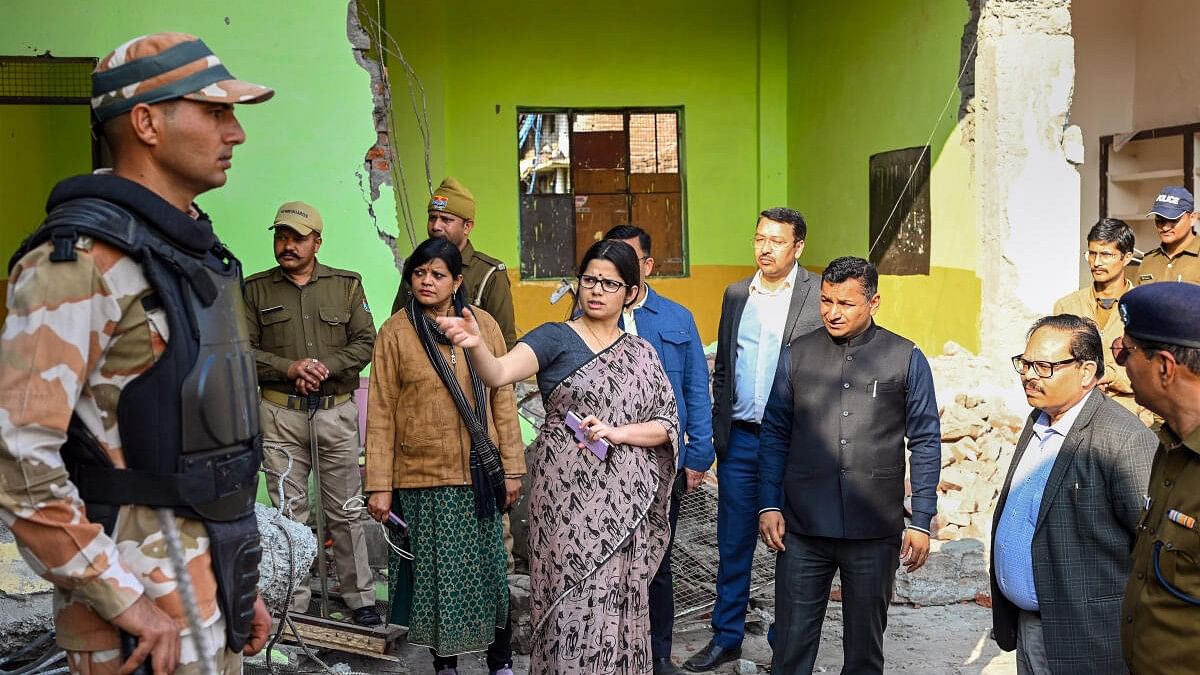 <div class="paragraphs"><p>Nainital District Magistrate Vandana Singh visits Banbhoolpura, days after violence broke out in the area over the demolition of an 'illegally built' madrasa, in Haldwani.&nbsp;</p></div>