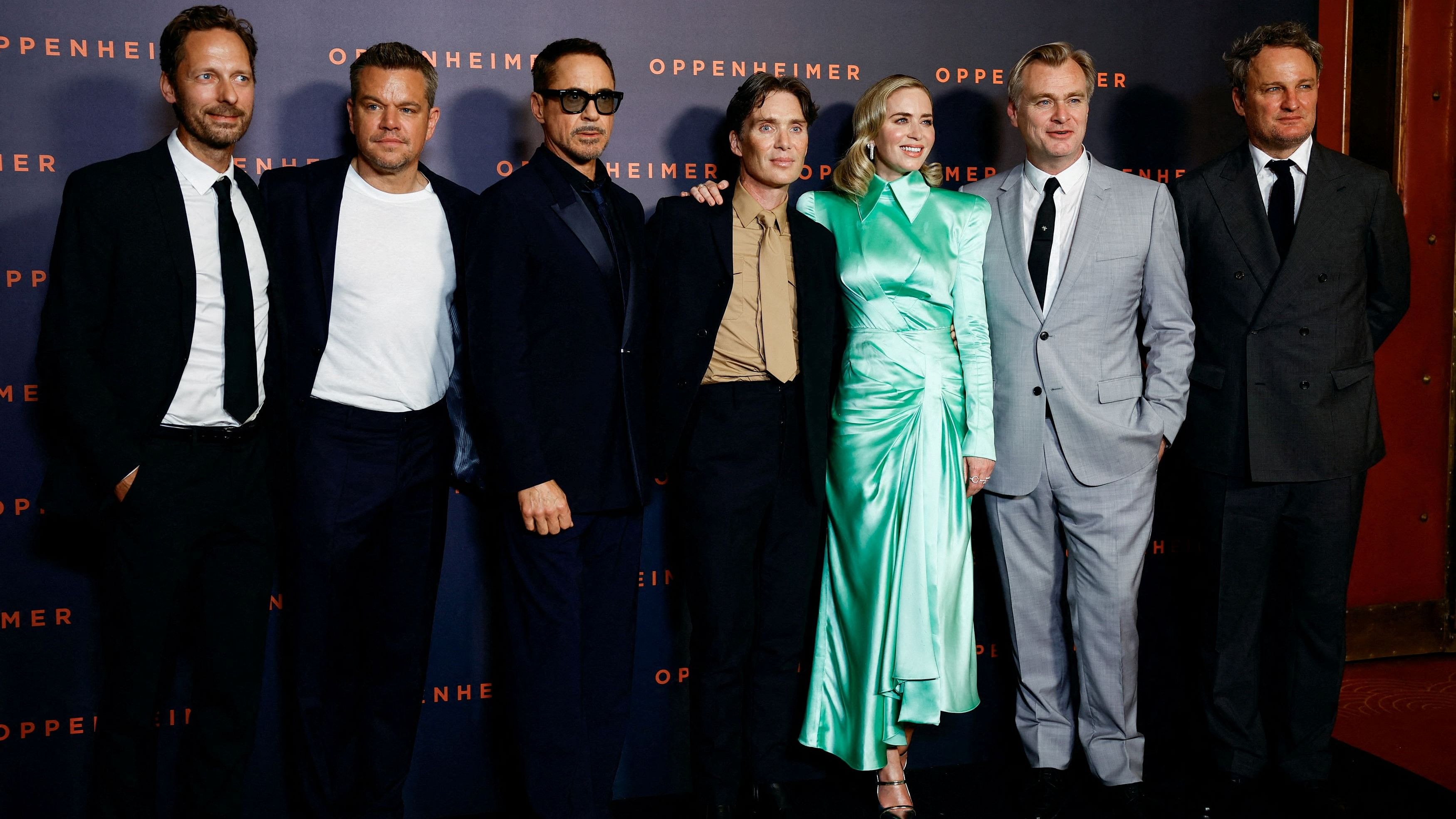 <div class="paragraphs"><p>Oppenheimer leads BAFTA film award nominations with 13 nods. Cast members Trond Fausa Aurvag, Matt Damon, Robert Downey Jr., Cillian Murphy, Emily Blunt, Jason Clarke, and Director Christopher Nolan.</p></div>