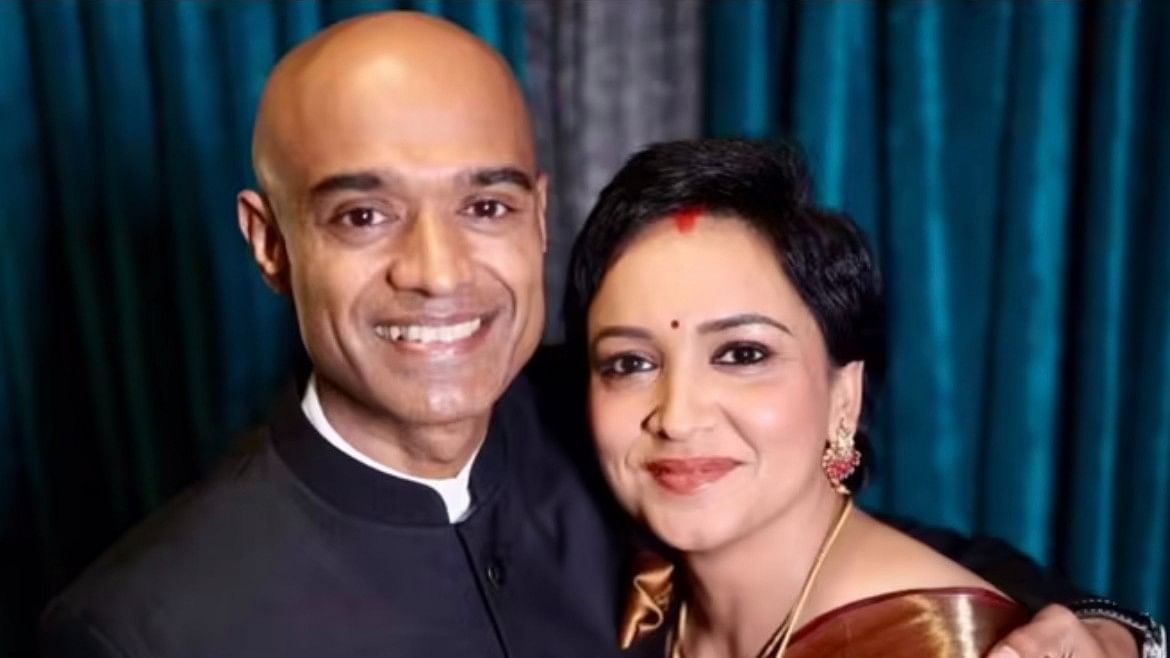 <div class="paragraphs"><p>Actor Lena with husband, gaganyaan astronaut Prasanth Balkrishnan Nair.&nbsp;</p></div>