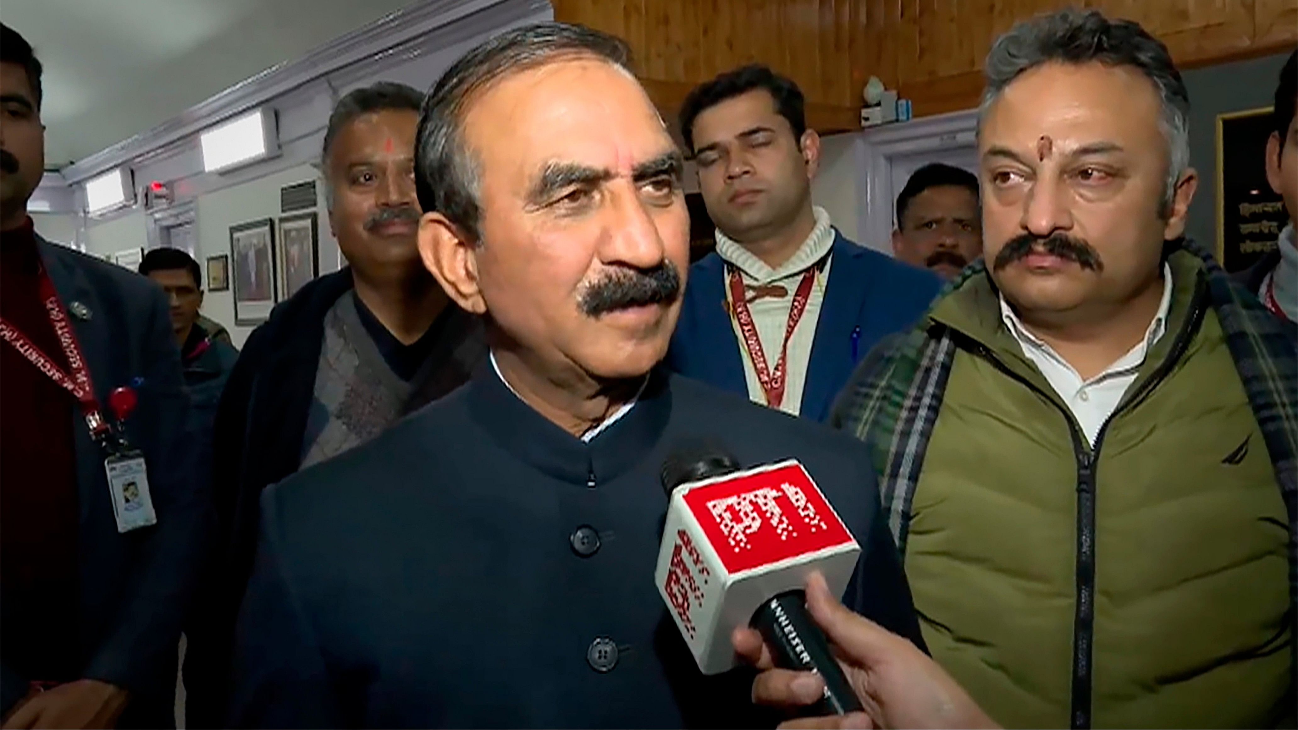 <div class="paragraphs"><p>Himachal Pradesh Chief Minister Sukhvinder Singh Sukhu speaks to the media amid dramatic developments that included the resignation of minister Vikramaditya Singh and the suspension of 15 BJP MLAs by the Speaker a day after cross-voting by six Congress MLAs in the Rajya Sabha election, in Shimla, Wednesday, Feb. 28, 2024.</p></div>