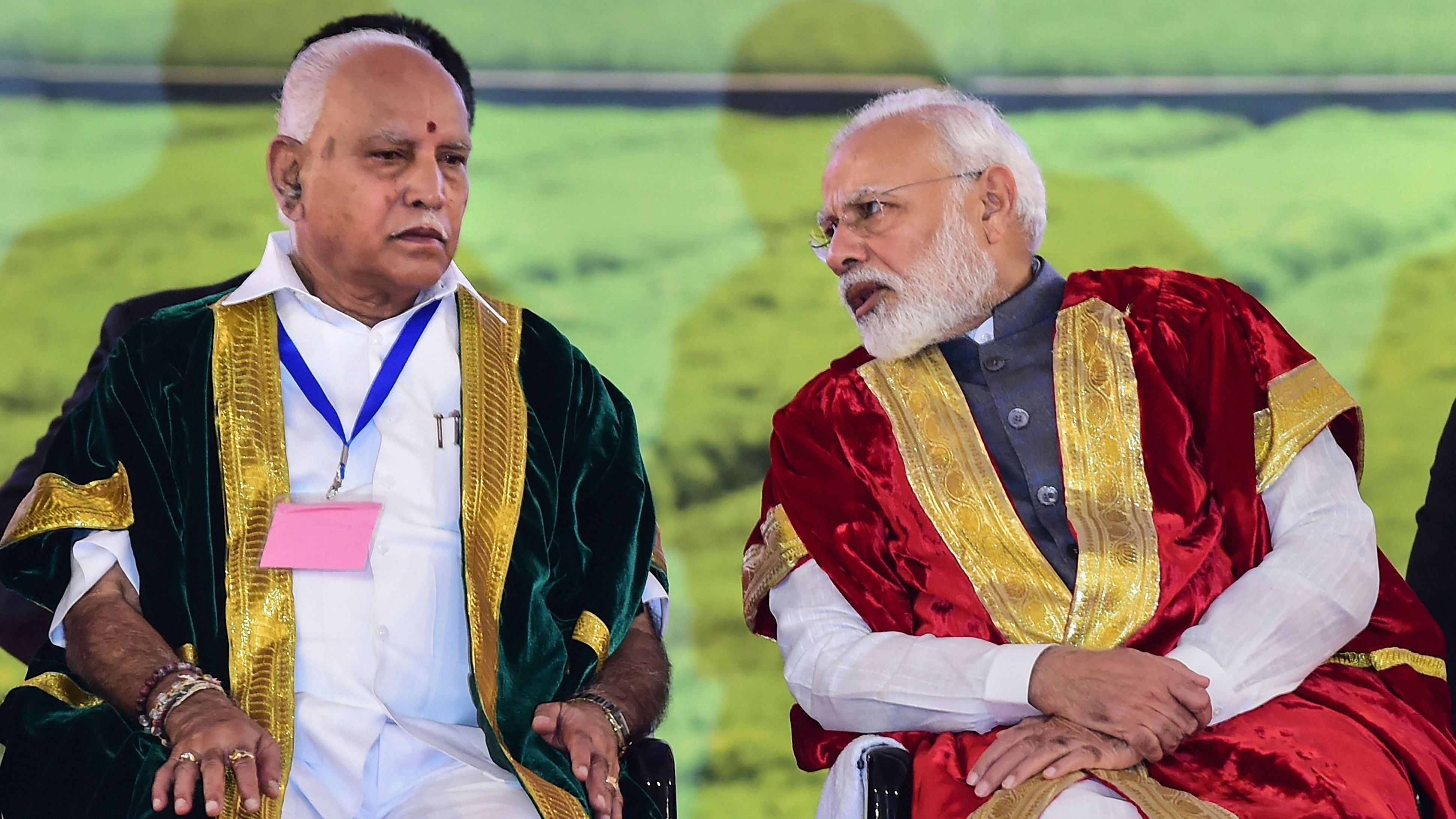 <div class="paragraphs"><p>A file photo of&nbsp;Prime Minister Narendra Modi with former Karnataka Chief Minister B S Yediyurappa.&nbsp;</p></div>