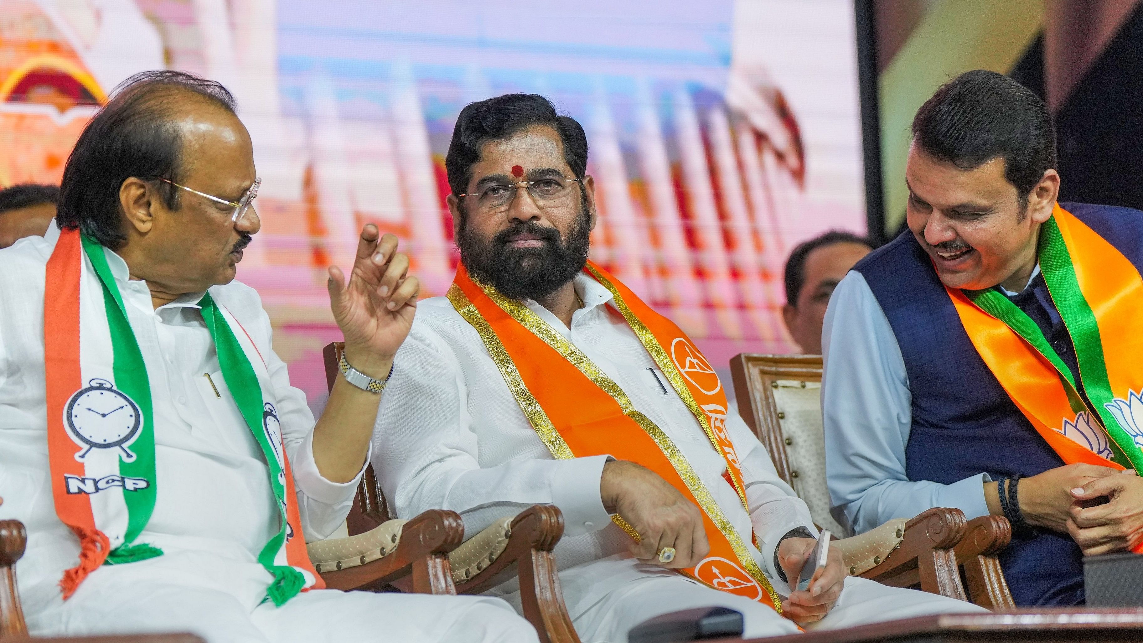 <div class="paragraphs"><p>Maharashtra Chief Minister Eknath Shinde with Deputy Chief Ministers Devendra Fadnavis and Ajit Pawar.</p></div>