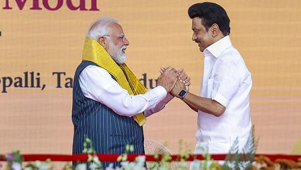 <div class="paragraphs"><p>Prime Minister Narendra Modi (left) with Tamil Nadu Chief Minister MK Stalin (right).</p></div>