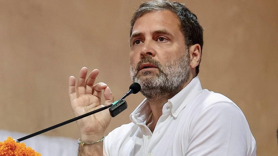 <div class="paragraphs"><p>Congress leader Rahul Gandhi addresses during the party's 'Nyay Sankalp Sabha', in Mumbai.</p></div>